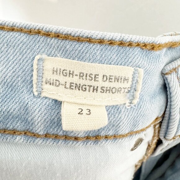 Madewell Denim High Rise Mid Length Jean Shorts Modest Bermuda Light Wash 23 - Picture 7 of 10